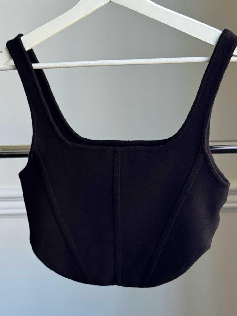 House of Harlow 1960 Ribbed Knit Corset Tank Small Black Pre-owned